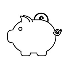 piggy money coin dollar outline vector illustration eps 10
