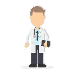 Fototapeta premium doctor in flat cartoon style. Isolated on white background.
