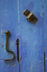 blue door with lock