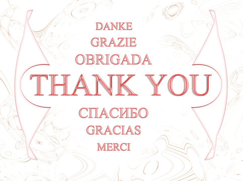 Abstract background with the words "Thank you" in different languages