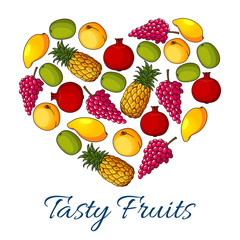 Heart shape of fruits and berries