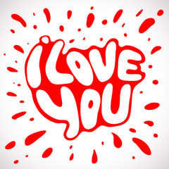 Words I Love you shaped in heart symbol