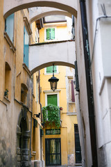 narrow street in historical center of Verona