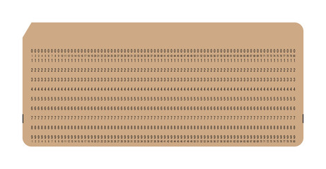 Punch card. Vintage computer data storage. Vector