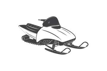 Detailed snowmobile. Travel in the mountains in winter. Transport for sports. Isolated detailed subject. Typographic labels, stickers, logos and badges.