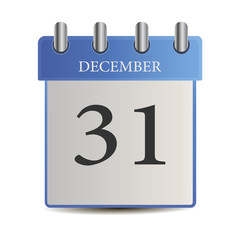 Icon calendar with the date of 31 December. Isolated on white background. Vector illustration