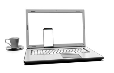 laptop isolated on white with clipping path, 3d render