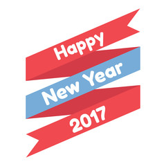 happy new year. ribbon design. isolated on white background. vector illustration.