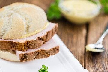 Fresh made Meat Loaf on rustic background