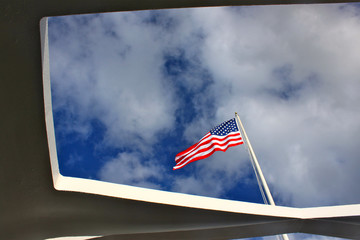 American Flag over the USS Arizona Memoria