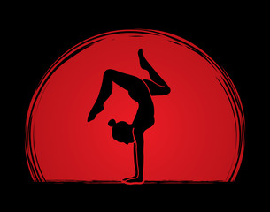 Yoga pose designed on sunlight background graphic vector.