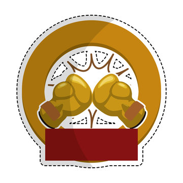 boxing gloves emblem icon image vector illustration design 