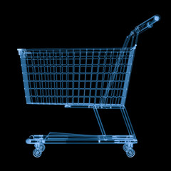 x ray shopping cart isolated on black