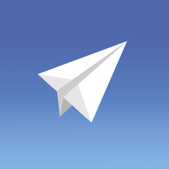 Paper plane on a blue background. Vector illustration