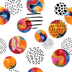 Poster Watercolor circles simple seamless pattern © Tanya Syrytsyna