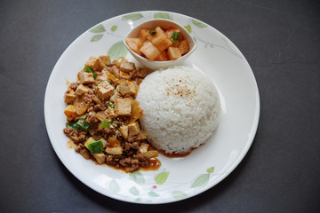 Mapo doufu with rice