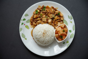 Mapo doufu with rice