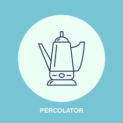 Coffee maker, percolator vector line icon. Barista equipment linear logo. Outline symbol for cafe, bar, shop.