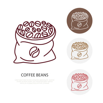 Coffee beans vector line icon. Barista equipment linear logo. Outline symbol for cafe, bar, shop.
