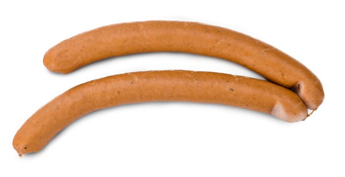 Portion of Wiener Sausages isolated on white