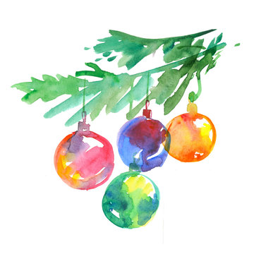 bauble with christmas tree branch. bubble xmas decoration 