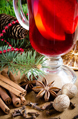 Spices for Christmas Mulled Wine. Christmas Postcard.