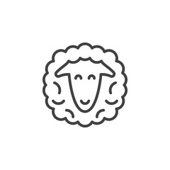 Sheep head line icon, outline vector sign, linear pictogram isolated on white. Symbol, logo illustration