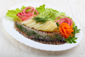 Herring with potato and onion