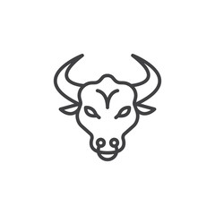 Bull head line icon, outline vector sign, linear pictogram isolated on white. Symbol, logo illustration