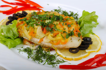 Baked tilapia with vegetables