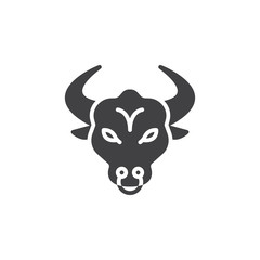 Bull head icon vector, filled flat sign, solid pictogram isolated on white. Symbol, logo illustration