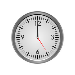 Round clock showing twelve hours. Isolated on white background. Vector illustration