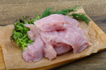 Raw sliced turkey