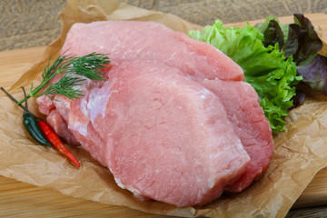Raw pork steak