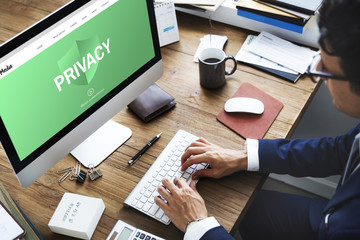 Naklejka premium Security Privacy Web Page Concept