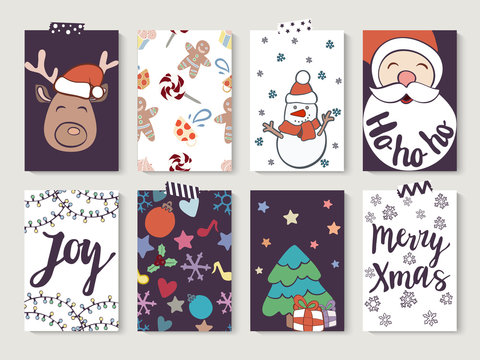 Christmas and New Year gift tags and cards. Hand drawn doodle design elements and calligraphy. Handwritten modern lettering.