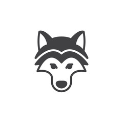 Wolf head icon vector, filled flat sign, solid pictogram isolated on white. Symbol, logo illustration