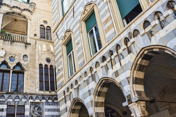 Fototapeta na wymiar Architecture in the city of Genoa in Liguria Italy