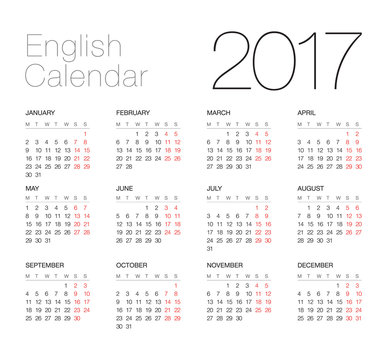 Calendar 2017, white background. Vector, EPS10.