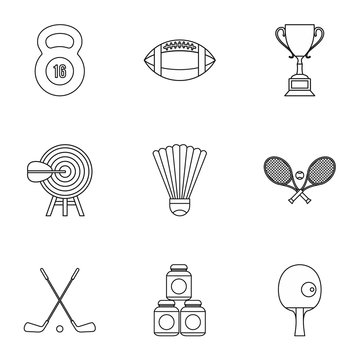Training icons set. Outline illustration of 9 training vector icons for web