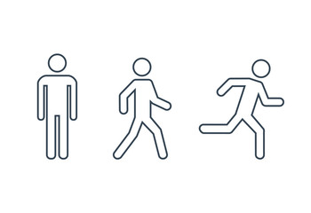 Man stands, walk and run icon set . People symbol. Vector illustration
