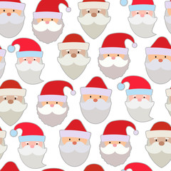 Seamless vector illustration of the faces of Santa Claus.
