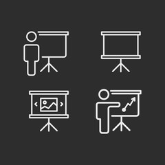 Training, presentation, conference set icons. Vector.