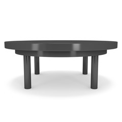 Black Round Table. 3D render isolated on white. Platform or Stand Illustration. Template for Object Presentation.