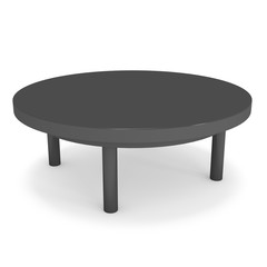 Black Round Table. 3D render isolated on white. Platform or Stand Illustration. Template for Object Presentation.