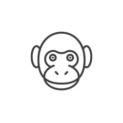 Monkey head line icon, outline vector sign, linear pictogram isolated on white. Symbol, logo illustration