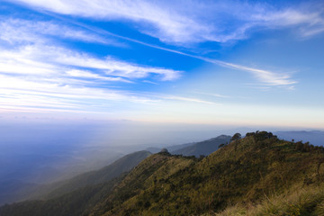 mountain in north Thailand through the fog
