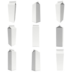 Milk or juice box. Retail package mockup. 3d render illustration isolated on white.