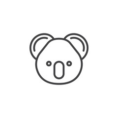 Koala head line icon, outline vector sign, linear pictogram isolated on white. Symbol, logo illustration