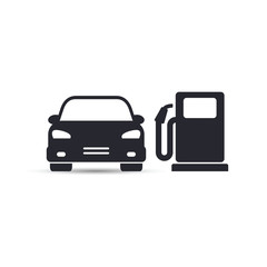Car on gas station, vector simple illustration.